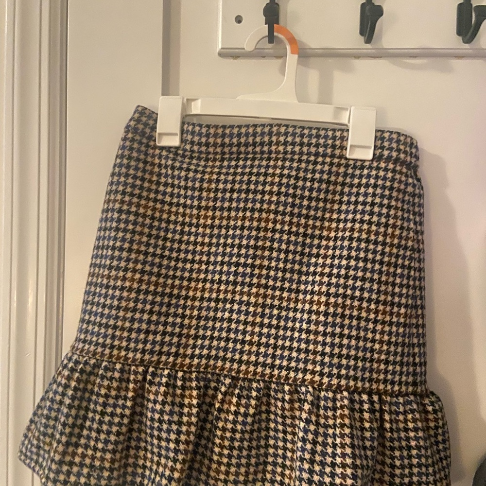 J. Crew Black and White Ruffled Mini Skirt